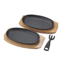 cast iron sizzler pan BBQ grill pan pre-seasoned